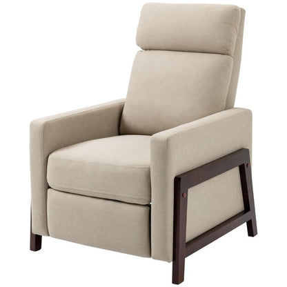 Sillón reclinable manual tapizado moderno con reposabrazos y reposapiés gris