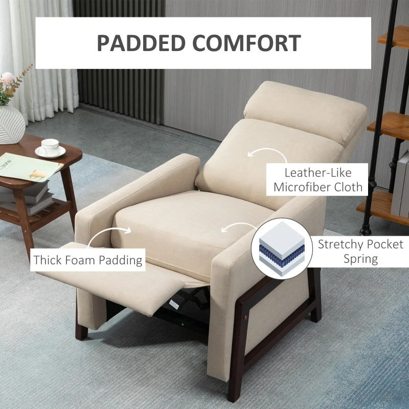 Sillón reclinable manual tapizado moderno con reposabrazos y reposapiés gris