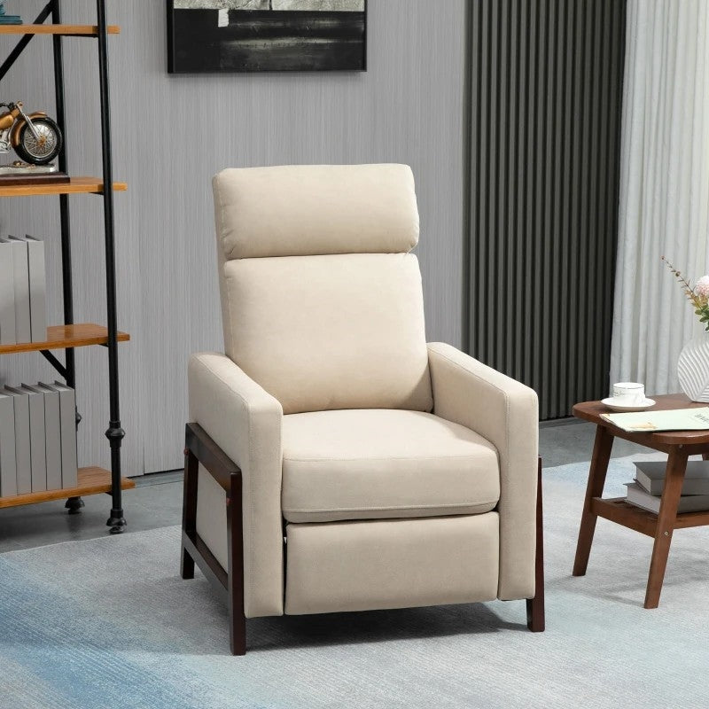 Sillón reclinable manual tapizado moderno con reposabrazos y reposapiés gris