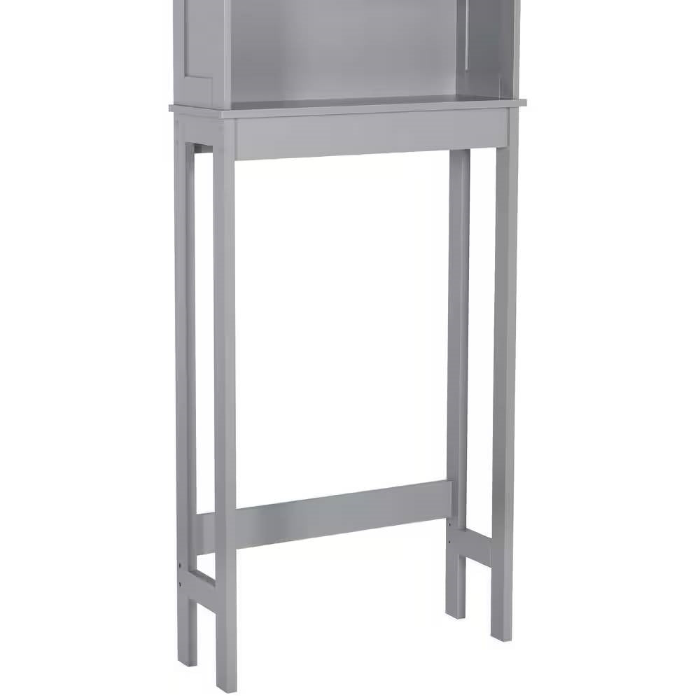 Mueble de baño sobre el inodoro con estantería en acabado de madera gris