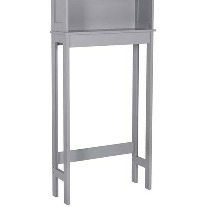 Mueble de baño sobre el inodoro con estantería en acabado de madera gris