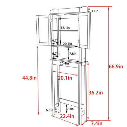 Mueble de baño sobre el inodoro con estantería en acabado de madera gris