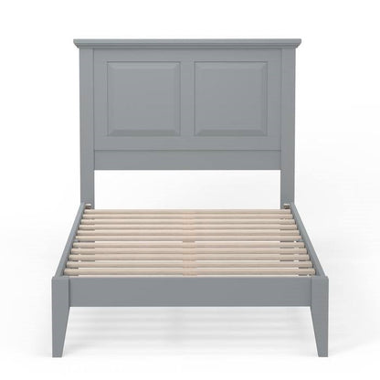 Base de cama de plataforma doble tradicional de madera maciza de roble con cabecero en color gris