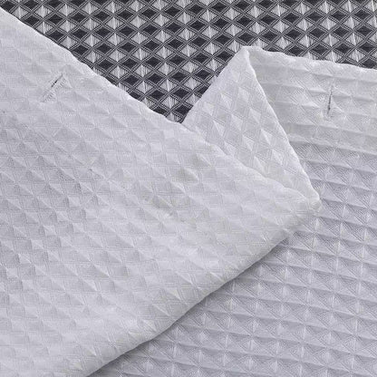 Cortina de ducha de tela de poliéster texturizado de lujo a rayas blancas grises de 72 pulgadas