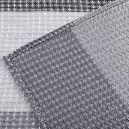 Cortina de ducha de tela de poliéster texturizado de lujo a rayas blancas grises de 72 pulgadas