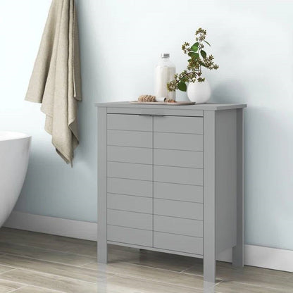 Gabinete para ropa de baño con estante de almacenamiento en acabado de madera gris