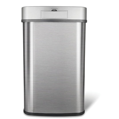 Grey 13-Gallon Stainless Steel Kitchen Trash Can with Motion Sensor Lid