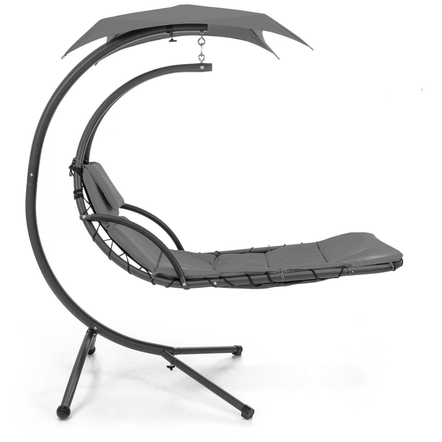 Tumbona de hamaca individual gris, resistente y moderna, para porche