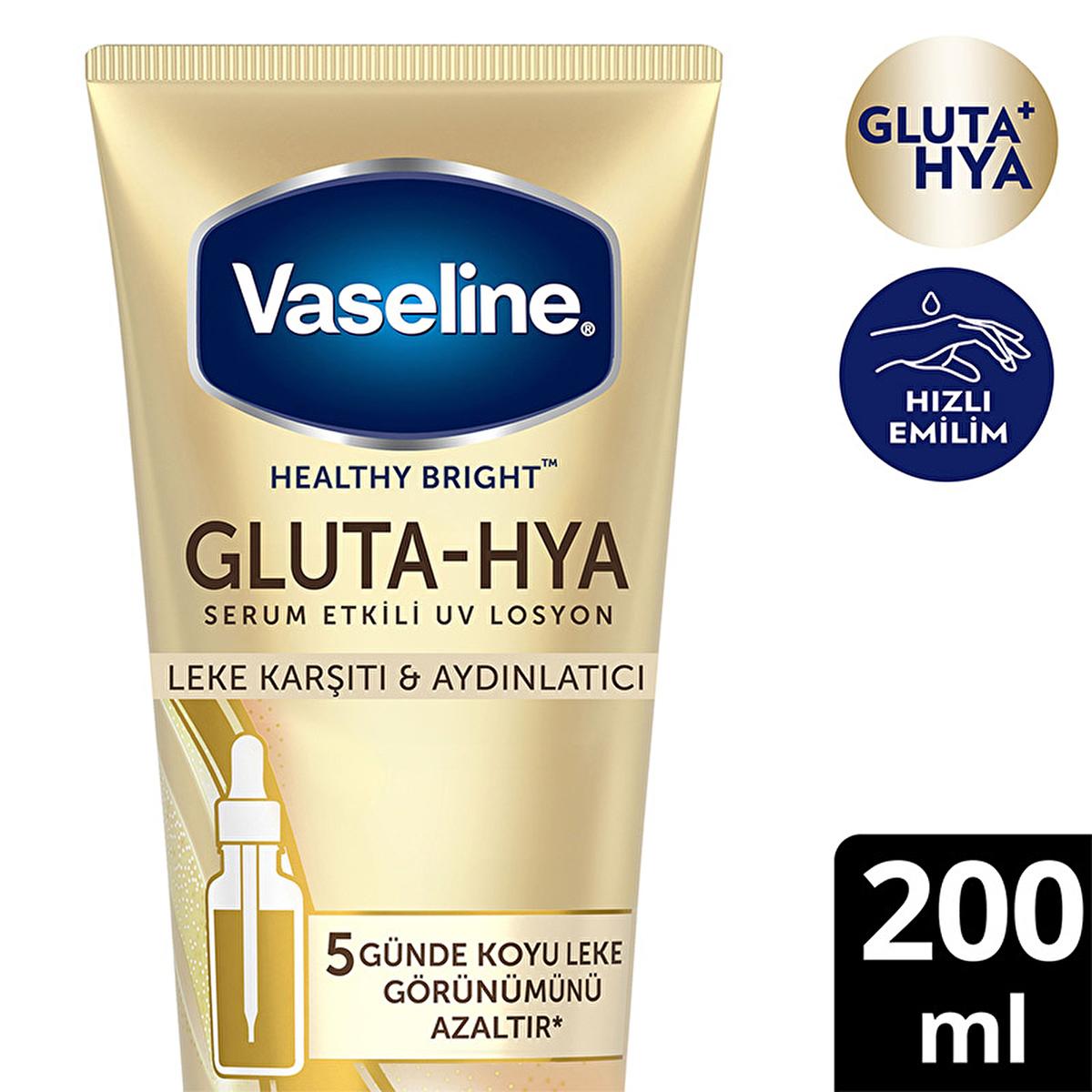 Vaseline Gluta-Hya Serum UV Protective Hydrating Body Lotion gold tube with logo 200 ml on Tampa Home & Garden Store