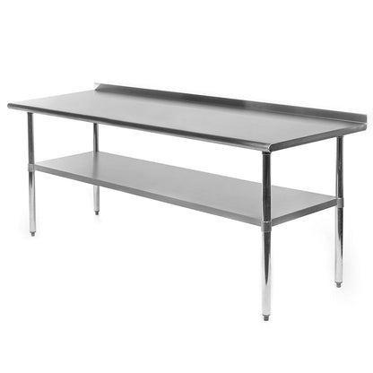 Mesa de trabajo de preparación para cocina de restaurante de acero inoxidable de 72 x 30 pulgadas con salpicadero