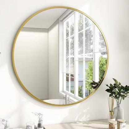 Espejo de pared circular para baño de 24 pulgadas con marco dorado