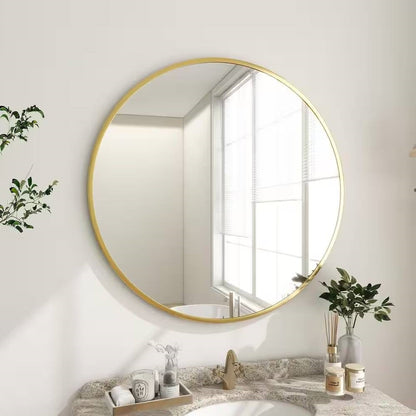 Espejo de pared circular para baño de 24 pulgadas con marco dorado