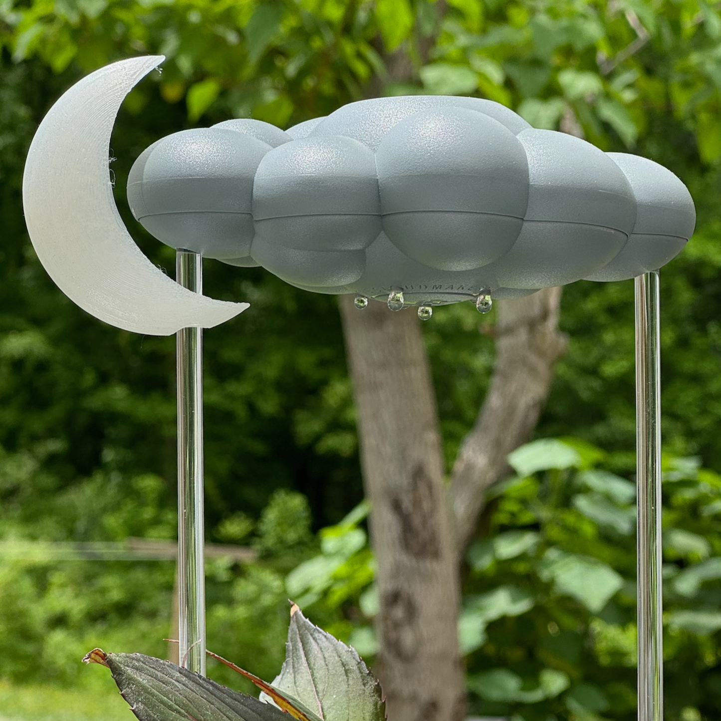 Stormy Dripping Rain Cloud with Glow in the Dark Moon Charm