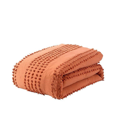 Juego de edredón King de 5 piezas 100 % algodón con puntos en relieve (Clip Dot) en naranja ladrillo
