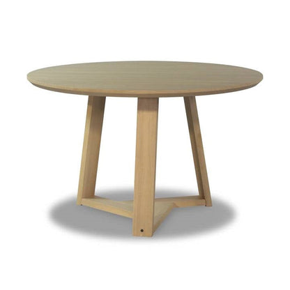 Mesa de comedor redonda escandinava de madera maciza de 48 pulgadas en tono claro