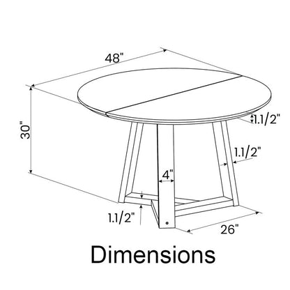 Mesa de comedor redonda escandinava de madera maciza de 48 pulgadas en tono claro