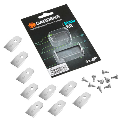 Blade Kit by Gardena for lawn mower blades, 9 metal blades with screws on Tampa Home & Garden Store