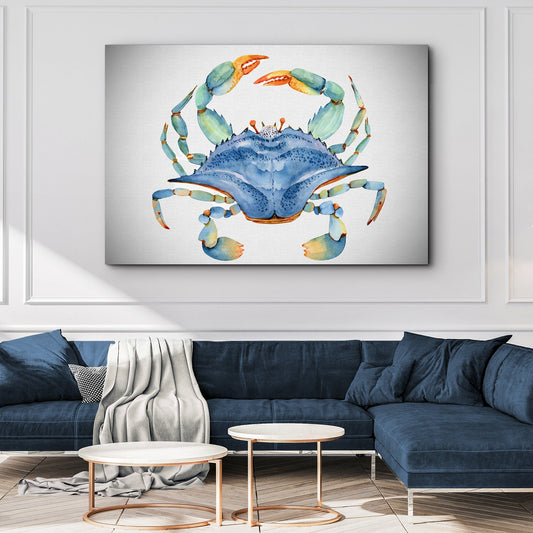 Crab Watercolor Canvas Wall Art IV; blue-green crab on textured canvas by Tailored Canvases on Tampa Home & Garden Store