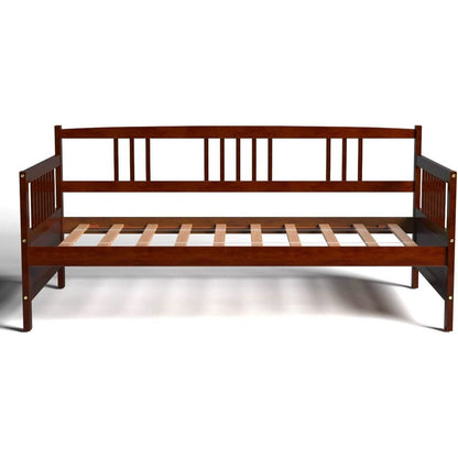 Base de cama nido de madera 2 en 1 individual con acabado cereza marrón
