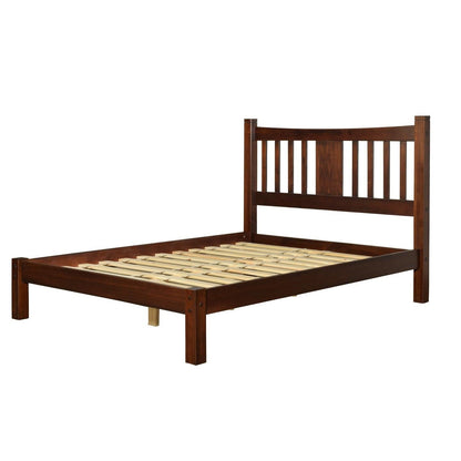 Base de cama King con plataforma de madera maciza estilo rústico con cabecero en cerezo