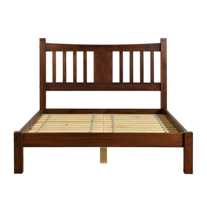 Base de cama King con plataforma de madera maciza estilo rústico con cabecero en cerezo