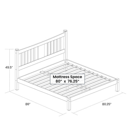 Base de cama King con plataforma de madera maciza estilo rústico con cabecero en cerezo