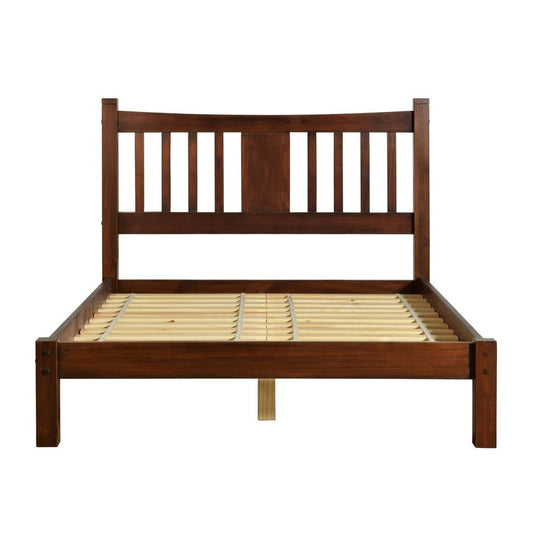 Queen Farmhouse Style Solid Wood Platform Bed Frame with Headboard in Cherry - Tampa Home & Garden Store