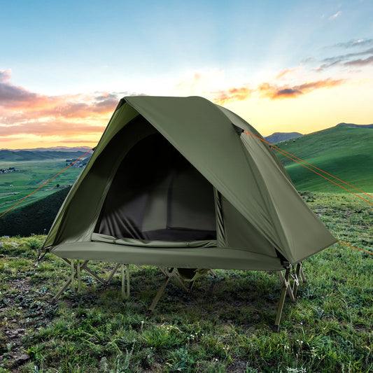 GemGear 2-Person camping cot tent olive green foldable off-ground cot with elevated legs on Tampa Home & Garden Store