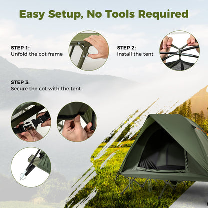 GemGear 2-person camping cot tent foldable off-ground green on Tampa Home & Garden Store