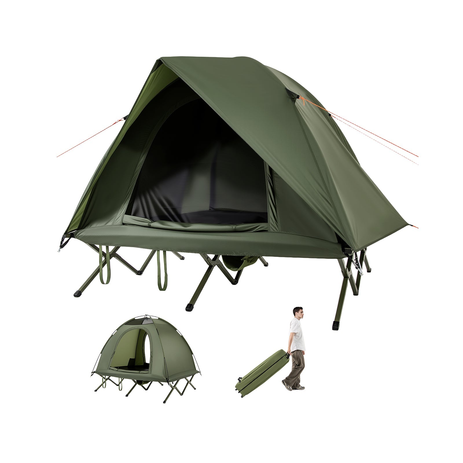 GemGear 2-Person camping cot tent set foldable off-ground green combo for adults on Tampa Home & Garden Store