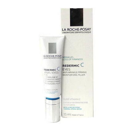 La Roche-Posay Redermic C Eyes eye cream tube beside white box, blue cap on Tampa Home & Garden Store