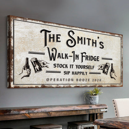 Walk-In Fridge Bar Sign canvas by Tailored Canvases with beer art on Tampa Home & Garden Store