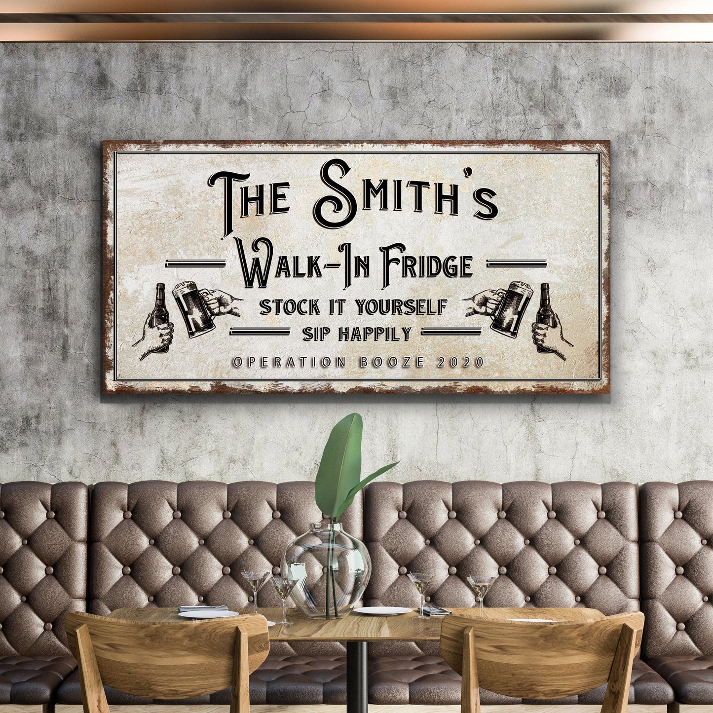 Walk-In Fridge Stock It Yourself Bar Sign canvas Tailored Canvases frame vintage typography on Tampa Home & Garden Store