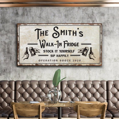 Walk-In Fridge Stock It Yourself Bar Sign canvas Tailored Canvases frame vintage typography on Tampa Home & Garden Store