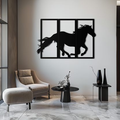 Galloping Horse Metal Wall Art – 3-Panel Western Decor - KAF270 - Tampa Home & Garden Store