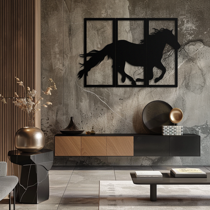 Galloping Horse Metal Wall Art – 3-Panel Western Decor - KAF270 - Tampa Home & Garden Store