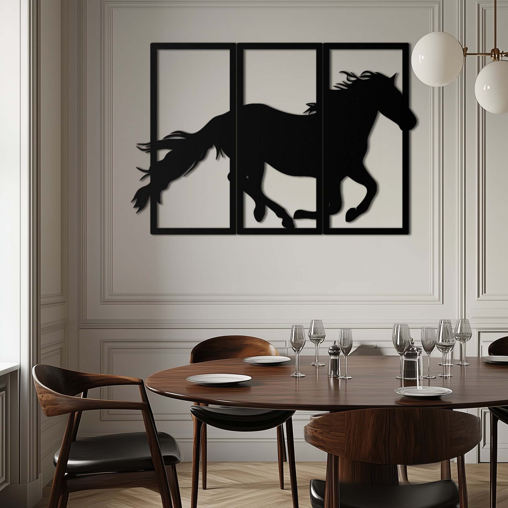 Galloping Horse Metal Wall Art – 3-Panel Western Decor - KAF270 - Tampa Home & Garden Store
