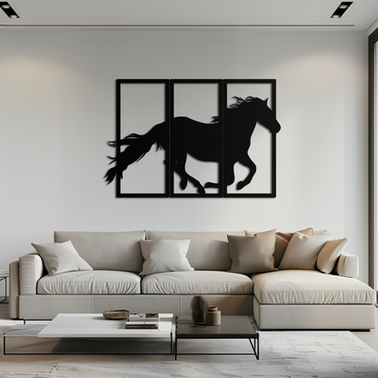 Galloping Horse Metal Wall Art – 3-Panel Western Decor - KAF270 - Tampa Home & Garden Store
