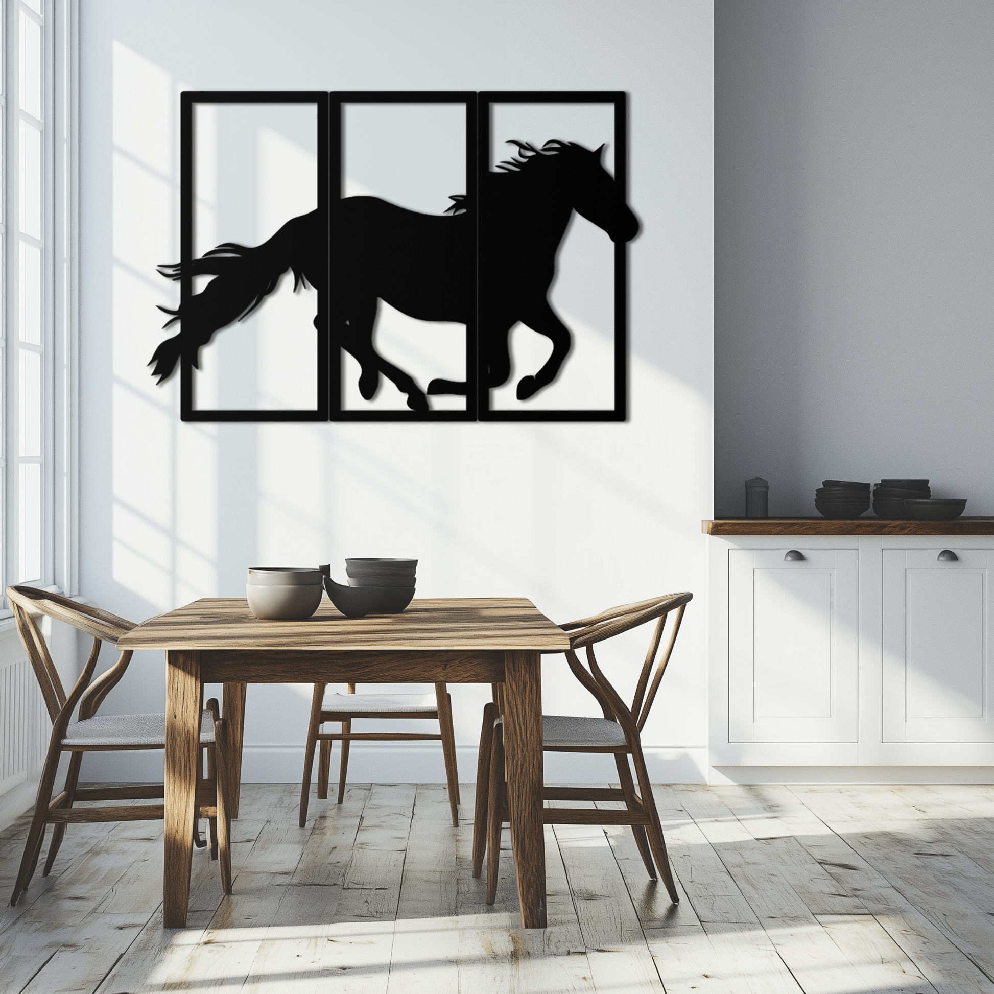 Galloping Horse Metal Wall Art – 3-Panel Western Decor - KAF270 - Tampa Home & Garden Store