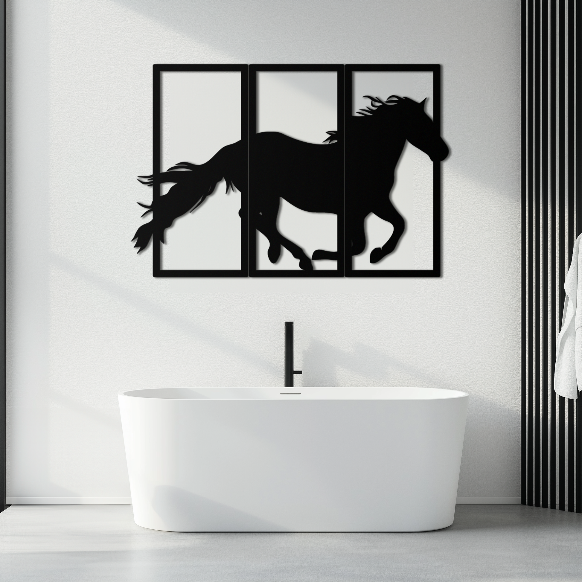 Galloping Horse Metal Wall Art – 3-Panel Western Decor - KAF270 - Tampa Home & Garden Store