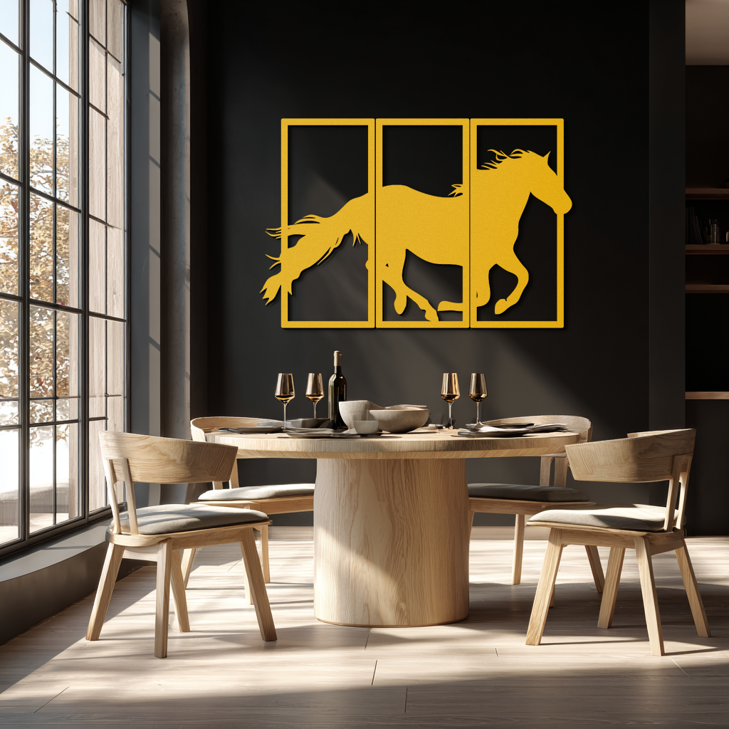 Galloping Horse Metal Wall Art – 3-Panel Western Decor - KAF270 - Tampa Home & Garden Store
