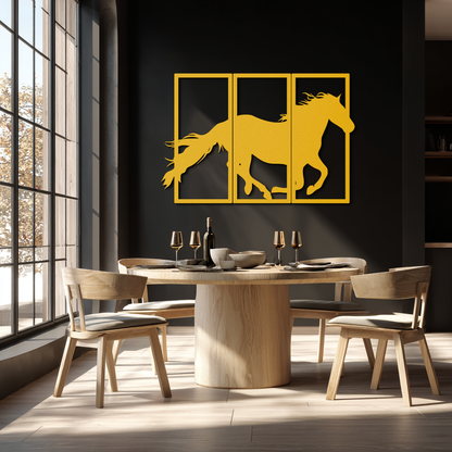 Galloping Horse Metal Wall Art – 3-Panel Western Decor - KAF270 - Tampa Home & Garden Store