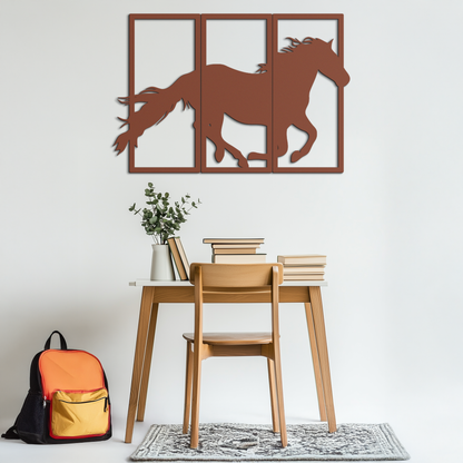 Galloping Horse Metal Wall Art – 3-Panel Western Decor - KAF270 - Tampa Home & Garden Store