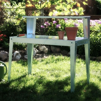 Galvanized Steel Potting Bench Garden Workstation Rack Table - Tampa Home & Garden Store