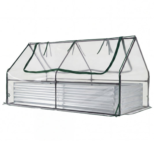 69 x 33 x 12 Inch Galvanized Raised Garden Bed with Cover-Black
