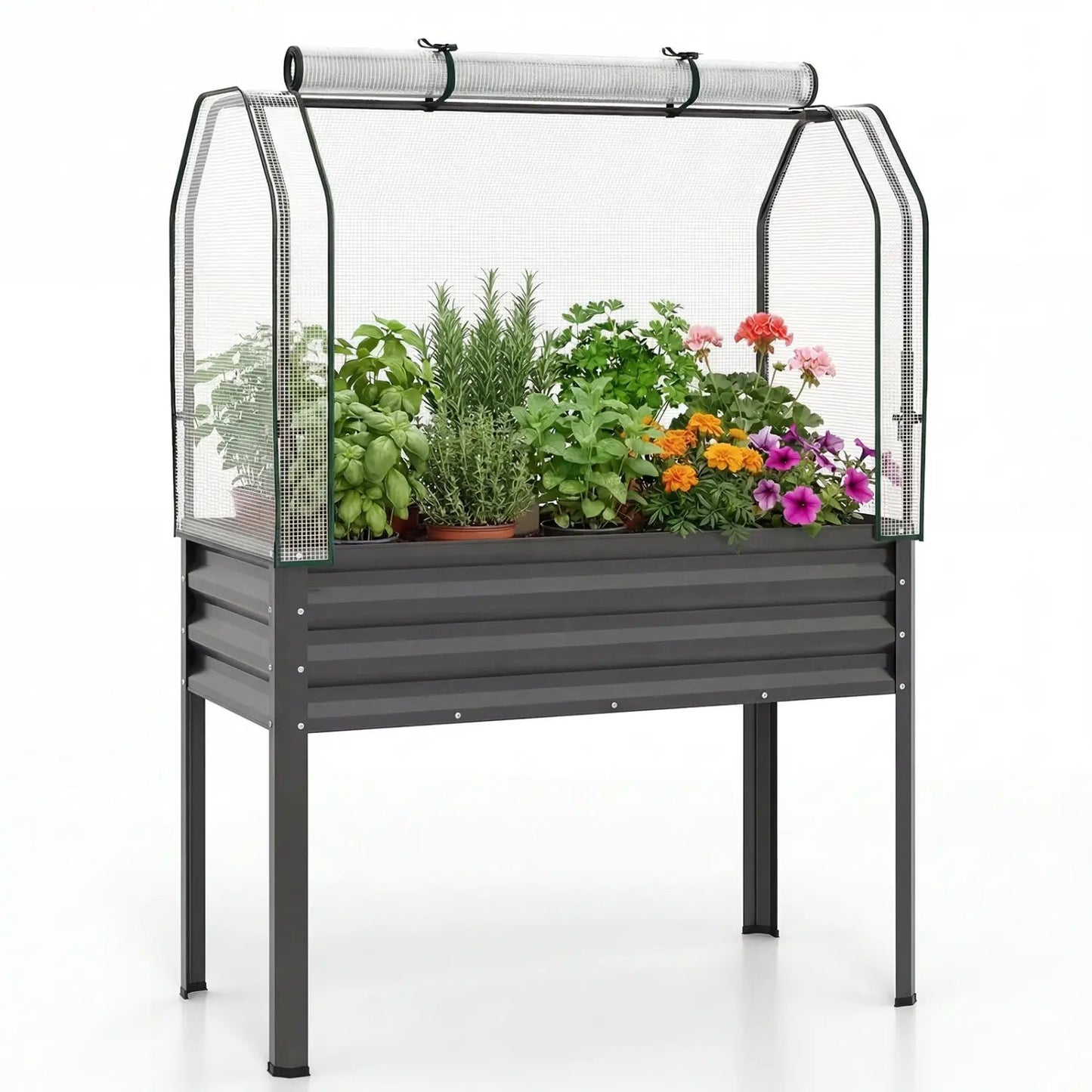 Galvanized Raised Garden Bed with Legs and Cover