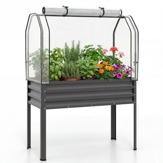Galvanized Raised Garden Bed with Legs and Cover