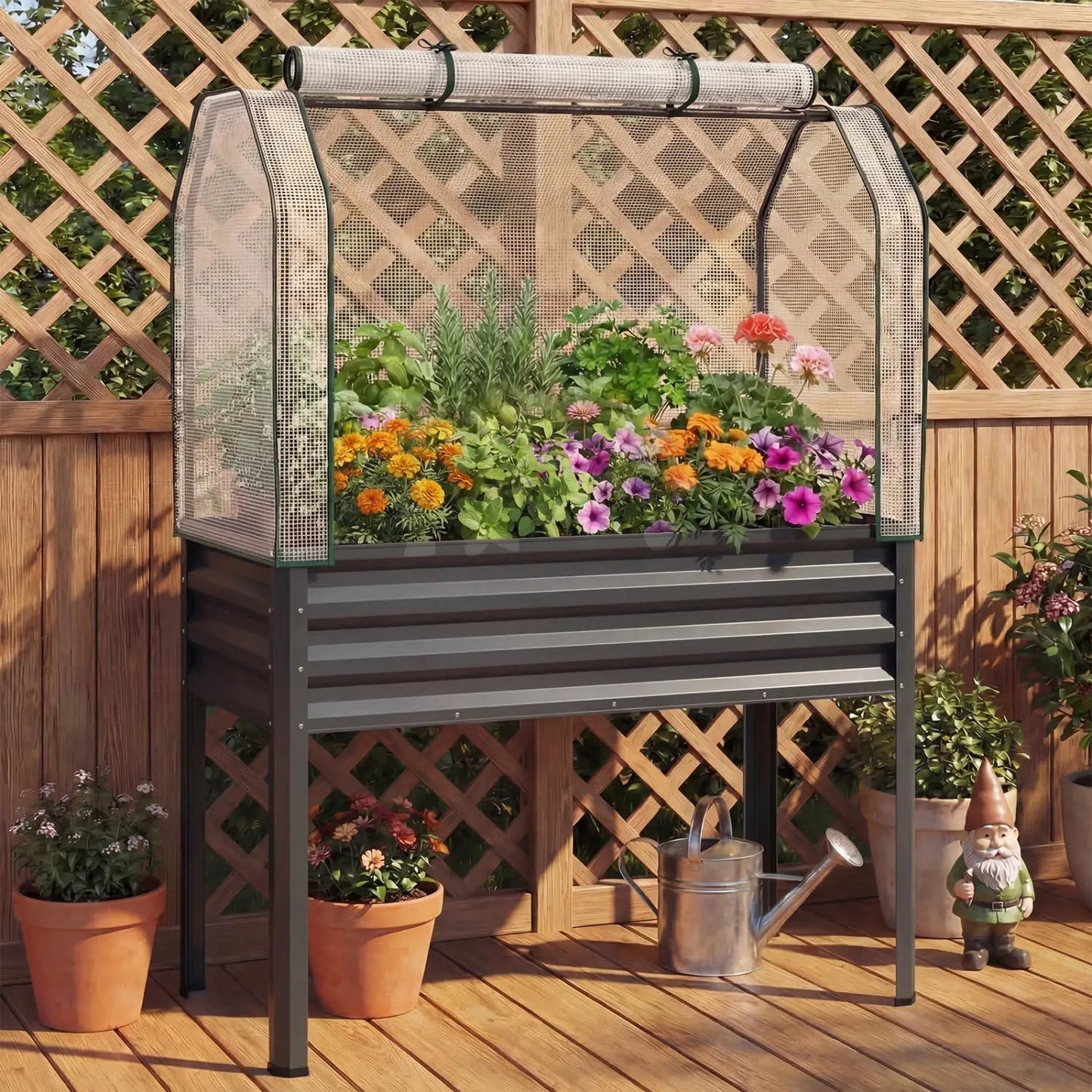 Galvanized Raised Garden Bed with Legs and Cover