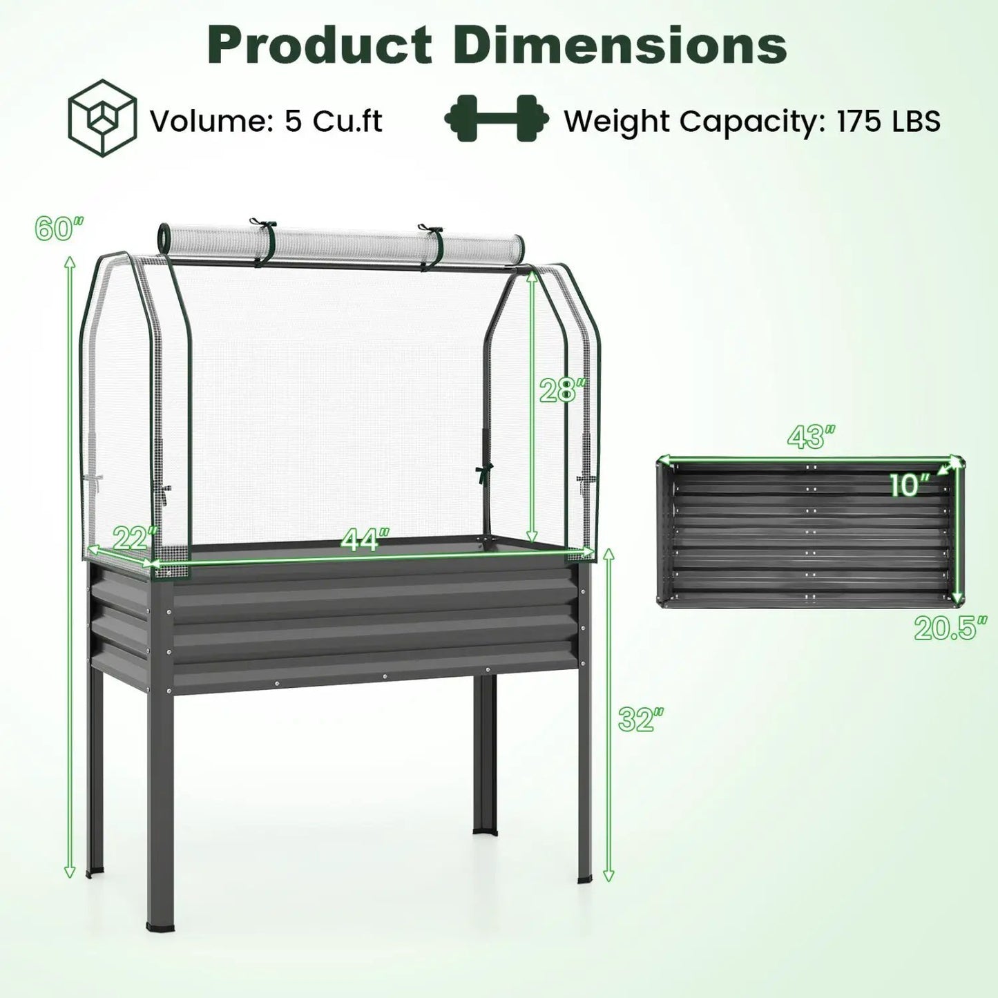 Galvanized Raised Garden Bed with Legs and Cover