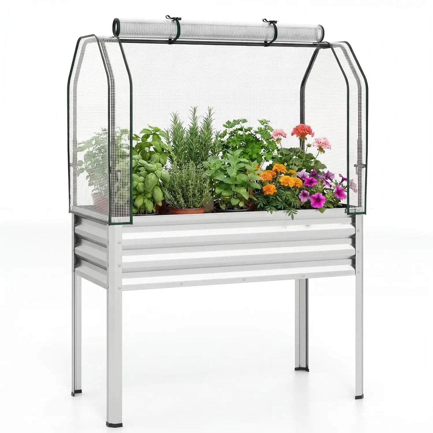 Galvanized Raised Garden Bed with Legs and Cover
